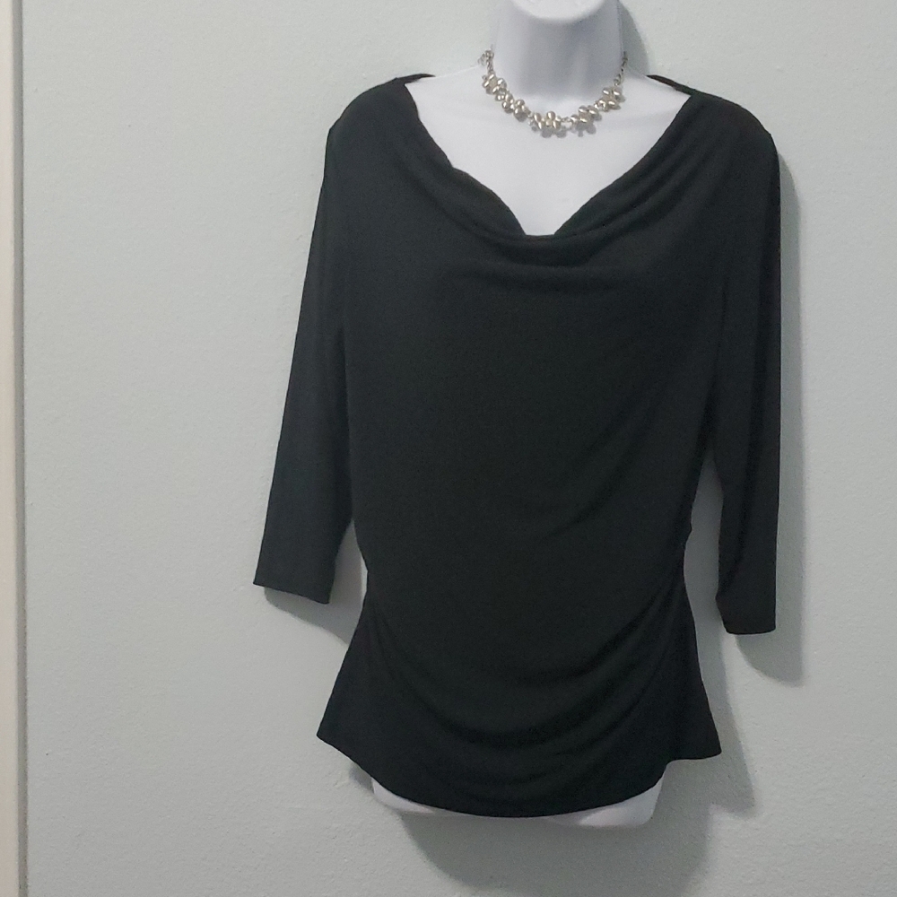 Avenue Black Cowl Neck Blouse